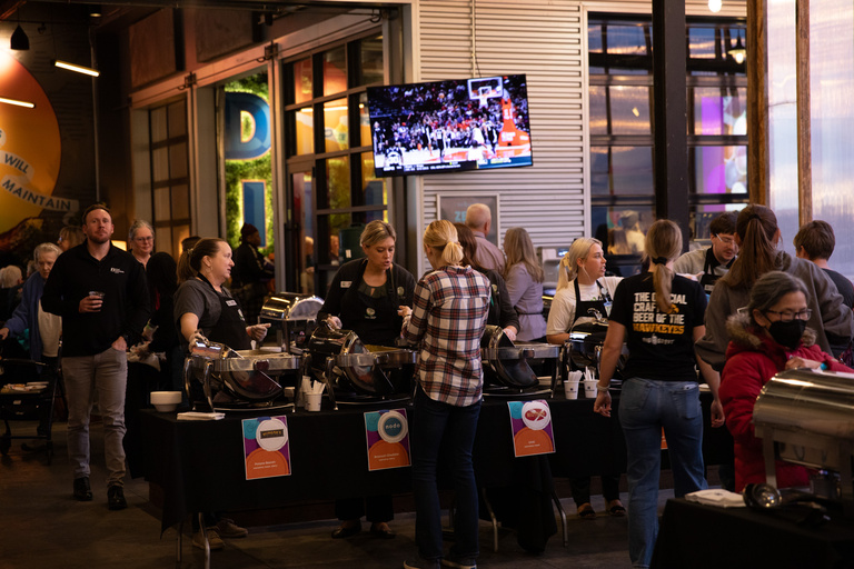 volunteers serving soup